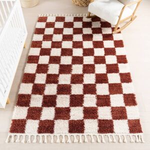 Nuloom Carlisha Contemporary Checkered Area Rug Red 4' x 6' Nuloom Carlisha Contemporary Checkered Area Rug Red 4' x 6'