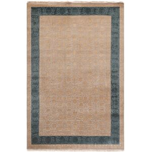SAFAVIEH Couture Hand-knotted Jewel of India Jalynn Traditional Border Silk Rug with Fringe Ivory/Light Blue 6' x 9' SAFAVIEH Couture Hand-knotted Jewel of India Jalynn Traditional Border Silk Rug with Fringe Ivory/Light Blue 6' x 9'