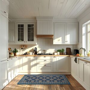 Ray Star Retro Pattern Decorative Kitchen Mat Blue 39.00''X20.10''X0.40'' Ray Star Retro Pattern Decorative Kitchen Mat Blue 39.00''X20.10''X0.40''