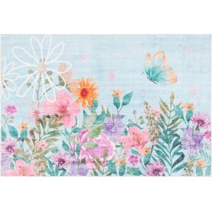 SAFAVIEH Door and Kitchen Mat Machine Washable Slip Resistant Vangelica Rug Aqua/Pink 4' x 6' SAFAVIEH Door and Kitchen Mat Machine Washable Slip Resistant Vangelica Rug Aqua/Pink 4' x 6'