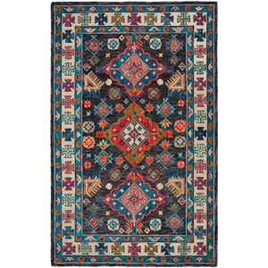 SAFAVIEH Handmade Aspen Pegeen Bohemian Wool Rug Charcoal/Blue 6' x 9' SAFAVIEH Handmade Aspen Pegeen Bohemian Wool Rug Charcoal/Blue 6' x 9'