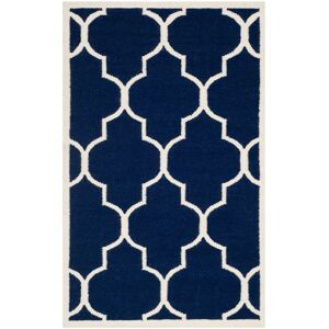 SAFAVIEH Handmade Flatweave Dhurries Sanjuanita Modern Moroccan Wool Rug Navy/Ivory 3' x 5' SAFAVIEH Handmade Flatweave Dhurries Sanjuanita Modern Moroccan Wool Rug Navy/Ivory 3' x 5'