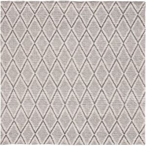 SAFAVIEH Handmade Marbella Zuhal Wool Rug Silver/Black 6' Square SAFAVIEH Handmade Marbella Zuhal Wool Rug Silver/Black 6' Square