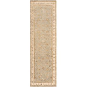 SAFAVIEH Couture Hand-knotted Oushak Rikey Traditional Oriental Wool Rug with Fringe Soft Green/Ivory 3' x 10' Runner SAFAVIEH Couture Hand-knotted Oushak Rikey Traditional Oriental Wool Rug with Fringe Soft Green/Ivory 3' x 10' Runner