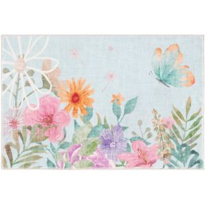 SAFAVIEH Door and Kitchen Mat Machine Washable Slip Resistant Vangelica Rug Aqua/Pink 2'3 SAFAVIEH Door and Kitchen Mat Machine Washable Slip Resistant Vangelica Rug Aqua/Pink 2'3