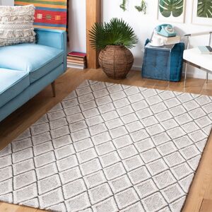 SAFAVIEH Handmade Marbella Zuhal Wool Rug Silver/Black 8' x 10' SAFAVIEH Handmade Marbella Zuhal Wool Rug Silver/Black 8' x 10'