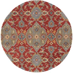 SAFAVIEH Heritage Oriental Hand-tufted Wool Area Rug Red/Green 6' Round SAFAVIEH Heritage Oriental Hand-tufted Wool Area Rug Red/Green 6' Round