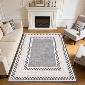 Garvee Checkered Runner Rug, Washable Non Slip Low Pile Rug for Bedroom Living Room Gray 6' x 9' Garvee Checkered Runner Rug, Washable Non Slip Low Pile Rug for Bedroom Living Room Gray 6' x 9'