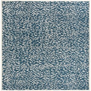 SAFAVIEH Handmade Marbella Sunetra Modern Polyester Rug Blue/Ivory 6' Square SAFAVIEH Handmade Marbella Sunetra Modern Polyester Rug Blue/Ivory 6' Square