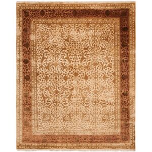 SAFAVIEH Couture Hand-knotted Jewel of India Iyanna Traditional Border Silk Rug with Fringe Gold 8' x 10' SAFAVIEH Couture Hand-knotted Jewel of India Iyanna Traditional Border Silk Rug with Fringe Gold 8' x 10'