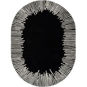 SAFAVIEH Handmade Fifth Avenue Arvenita Modern New Zealand Wool Rug Black/Ivory 6' x 8'Oval SAFAVIEH Handmade Fifth Avenue Arvenita Modern New Zealand Wool Rug Black/Ivory 6' x 8'Oval