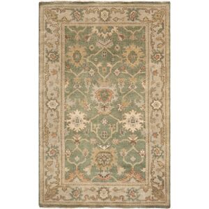 SAFAVIEH Couture Hand-knotted Oushak Mersiha Traditional Oriental Wool Rug with Fringe Green/Beige 4' x 6' SAFAVIEH Couture Hand-knotted Oushak Mersiha Traditional Oriental Wool Rug with Fringe Green/Beige 4' x 6'