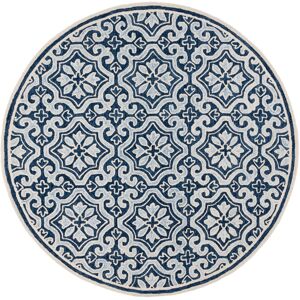 Lauren Ralph Lauren Handmade Elfur Contemporary Wool Rug Dark Navy/Ivory 7' Round Lauren Ralph Lauren Handmade Elfur Contemporary Wool Rug Dark Navy/Ivory 7' Round