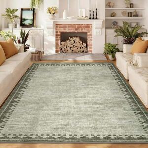 YUN Large Area Rug, Border Design Carpet for Living Room, Heavy Duty Indoor Mat for Dining Room, Non Shedding Floor Cover Sage Green 5' x 7' YUN Large Area Rug, Border Design Carpet for Living Room, Heavy Duty Indoor Mat for Dining Room, Non Shedding Floor Cover Sage Green 5' x 7'