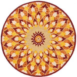 SAFAVIEH Handmade Novelty Elizabeta Wool Rug Rust/Gold 5' Round SAFAVIEH Handmade Novelty Elizabeta Wool Rug Rust/Gold 5' Round