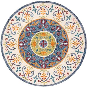 SAFAVIEH Handmade Novelty Armance Ornate Wool Rug Blue/Ivory 6' Round SAFAVIEH Handmade Novelty Armance Ornate Wool Rug Blue/Ivory 6' Round