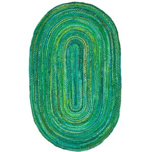 SAFAVIEH Handmade Braided Lilie Country Cotton Rug Green 4' x 6' Oval SAFAVIEH Handmade Braided Lilie Country Cotton Rug Green 4' x 6' Oval