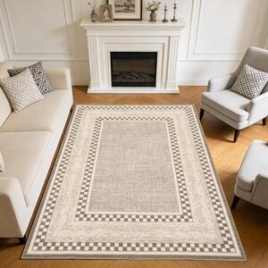 Garvee Checkered Runner Rug, Washable Non Slip Low Pile Rug for Bedroom Living Room Brown 9' x 12' Garvee Checkered Runner Rug, Washable Non Slip Low Pile Rug for Bedroom Living Room Brown 9' x 12'