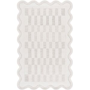 SAFAVIEH Handmade Ebony Bastiana Wool Rug Beige/Ivory 5' x 8' Rectangle Scallop SAFAVIEH Handmade Ebony Bastiana Wool Rug Beige/Ivory 5' x 8' Rectangle Scallop