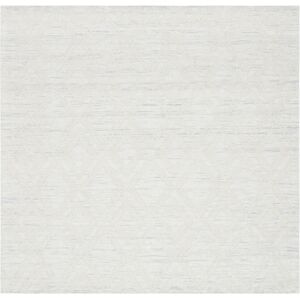 SAFAVIEH Handmade Marbella Asya Diamond Wool Rug Silver/Ivory 6' Square SAFAVIEH Handmade Marbella Asya Diamond Wool Rug Silver/Ivory 6' Square