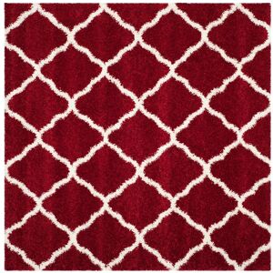 SAFAVIEH Hudson Shag Ariola Trellis 2-inch Thick Rug Red/Ivory 3' Square SAFAVIEH Hudson Shag Ariola Trellis 2-inch Thick Rug Red/Ivory 3' Square