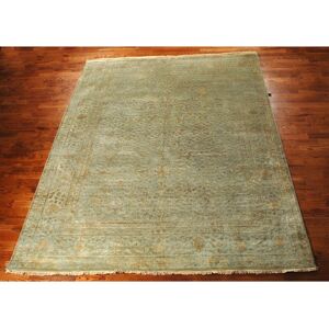 SAFAVIEH Couture Hand-knotted Jewel of India Iyanna Traditional Border Silk Rug with Fringe Light Green 8' x 10' SAFAVIEH Couture Hand-knotted Jewel of India Iyanna Traditional Border Silk Rug with Fringe Light Green 8' x 10'