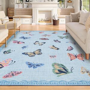 Garvee Butterfly Pattern Area Rug, Washable Non Slip Low Pile Rug for Bedroom Living Room Blue 9' x 12' Garvee Butterfly Pattern Area Rug, Washable Non Slip Low Pile Rug for Bedroom Living Room Blue 9' x 12'