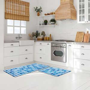 Ray Star Blue Gradient Grid Kitchen Mat Blue 31.50''X20.00''X0.30'' Ray Star Blue Gradient Grid Kitchen Mat Blue 31.50''X20.00''X0.30''