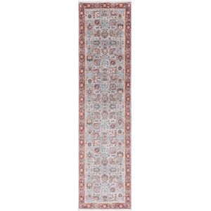 Lauren Ralph Lauren Eriko Traditional Oriental Rug Grey Blue/Red 2' x 8' Runner Lauren Ralph Lauren Eriko Traditional Oriental Rug Grey Blue/Red 2' x 8' Runner