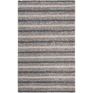 SAFAVIEH Handmade Marbella Casual Stripe Beige/Brown Wool Rug Grey/Chocolate 4' x 6' SAFAVIEH Handmade Marbella Casual Stripe Beige/Brown Wool Rug Grey/Chocolate 4' x 6'