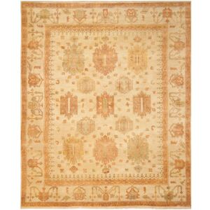 SAFAVIEH Couture Hand-knotted Oushak Rivka Traditional Oriental Wool Rug with Fringe Ivory 9' x 12' SAFAVIEH Couture Hand-knotted Oushak Rivka Traditional Oriental Wool Rug with Fringe Ivory 9' x 12'