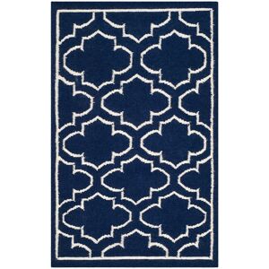 SAFAVIEH Handmade Flatweave Dhurries Fonda Modern Moroccan Wool Rug Navy/Ivory 2'6 SAFAVIEH Handmade Flatweave Dhurries Fonda Modern Moroccan Wool Rug Navy/Ivory 2'6