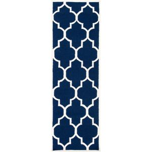 SAFAVIEH Handmade Flatweave Dhurries Sanjuanita Modern Moroccan Wool Rug Navy/Ivory 2'6 SAFAVIEH Handmade Flatweave Dhurries Sanjuanita Modern Moroccan Wool Rug Navy/Ivory 2'6