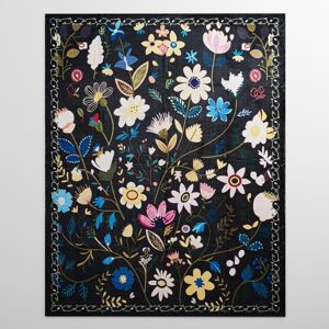 Maxax Nature Floral Non-Slip Machine Washable Colorful Modern Area Rug Black Rectangle 4' x 6' Maxax Nature Floral Non-Slip Machine Washable Colorful Modern Area Rug Black Rectangle 4' x 6'