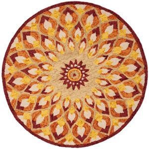 SAFAVIEH Handmade Novelty Elizabeta Wool Rug Rust/Gold 4' Round SAFAVIEH Handmade Novelty Elizabeta Wool Rug Rust/Gold 4' Round