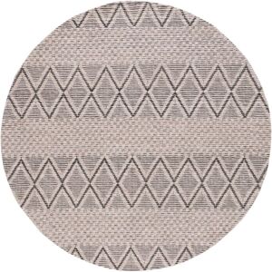 SAFAVIEH Handmade Marbella Sejada Wool Rug Silver/Black 6' Round SAFAVIEH Handmade Marbella Sejada Wool Rug Silver/Black 6' Round