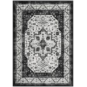 Garvee Vintage Boho Area Rug, Non-Slip, Short Pile Carpet for Living Room Black 5*7ft Garvee Vintage Boho Area Rug, Non-Slip, Short Pile Carpet for Living Room Black 5*7ft