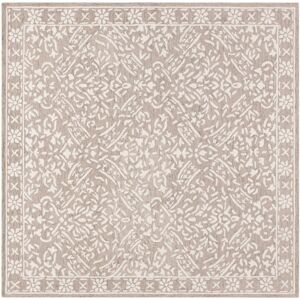 Lauren Ralph Lauren Handmade Olivier Floral Wool Rug Silver/Ivory 7' Square Lauren Ralph Lauren Handmade Olivier Floral Wool Rug Silver/Ivory 7' Square