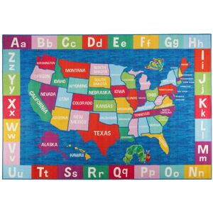 Eric Carle Elementary USA Map Machine Washable Kids Area Rug Blue Multi 2' 11 Eric Carle Elementary USA Map Machine Washable Kids Area Rug Blue Multi 2' 11