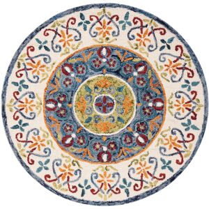 SAFAVIEH Handmade Novelty Armance Ornate Wool Rug Blue/Ivory 4' Round SAFAVIEH Handmade Novelty Armance Ornate Wool Rug Blue/Ivory 4' Round