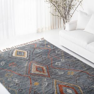 Lauren Ralph Lauren Handmade Nahla Southwestern Tribal Wool Rug Denim 8' x 10' Lauren Ralph Lauren Handmade Nahla Southwestern Tribal Wool Rug Denim 8' x 10'