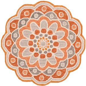 SAFAVIEH Handmade Novelty Nidhi Flower Wool Rug Grey/Rust 3' Round SAFAVIEH Handmade Novelty Nidhi Flower Wool Rug Grey/Rust 3' Round