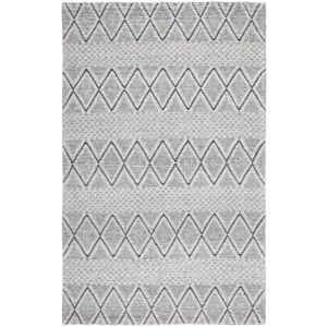 SAFAVIEH Handmade Marbella Sejada Wool Rug Light Grey/Black 5' x 8' SAFAVIEH Handmade Marbella Sejada Wool Rug Light Grey/Black 5' x 8'