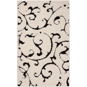 SAFAVIEH Florida Shag Hildelind Scroll 1.2-inch Thick Rug Ivory/Black 3'3 SAFAVIEH Florida Shag Hildelind Scroll 1.2-inch Thick Rug Ivory/Black 3'3