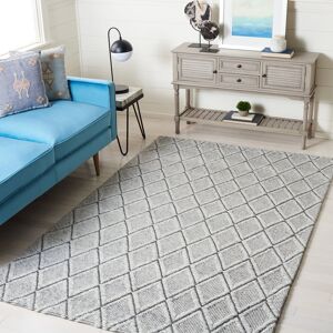 SAFAVIEH Handmade Marbella Zuhal Wool Rug Light Grey/Black 8' x 10' SAFAVIEH Handmade Marbella Zuhal Wool Rug Light Grey/Black 8' x 10'