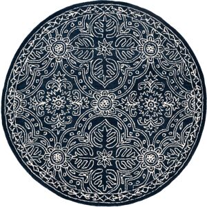 Lauren Ralph Lauren Handmade Etienne Wool Area Rug Navy/Ivory 5' Round Lauren Ralph Lauren Handmade Etienne Wool Area Rug Navy/Ivory 5' Round