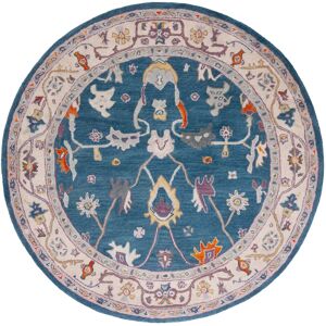 SAFAVIEH Handmade Anatolia Remza Wool Rug Blue/Ivory 6' Round SAFAVIEH Handmade Anatolia Remza Wool Rug Blue/Ivory 6' Round