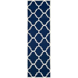 SAFAVIEH Handmade Flatweave Dhurries Bethany Modern Moroccan Wool Rug Navy/Ivory 2'6 SAFAVIEH Handmade Flatweave Dhurries Bethany Modern Moroccan Wool Rug Navy/Ivory 2'6