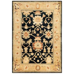 SAFAVIEH Couture Hand-knotted Oushak Mersiha Traditional Oriental Wool Rug with Fringe Black/Light Gold 4' x 6' SAFAVIEH Couture Hand-knotted Oushak Mersiha Traditional Oriental Wool Rug with Fringe Black/Light Gold 4' x 6'