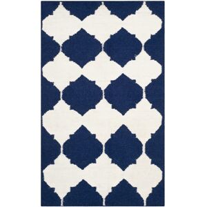 SAFAVIEH Handmade Flatweave Dhurries Blanca Modern Moroccan Wool Rug Navy/Ivory 2'6 SAFAVIEH Handmade Flatweave Dhurries Blanca Modern Moroccan Wool Rug Navy/Ivory 2'6